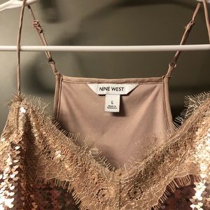 Nine West sequin tank top in blush, never worn